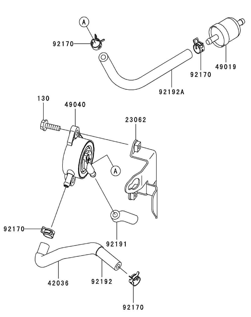 Kawasaki Fh580v-As05 Fuel Tank And Fuel Valve Diagram and Parts List for ENFORCER44 53BI3AGF050-19HP Cub Cadet Lawn Tractor